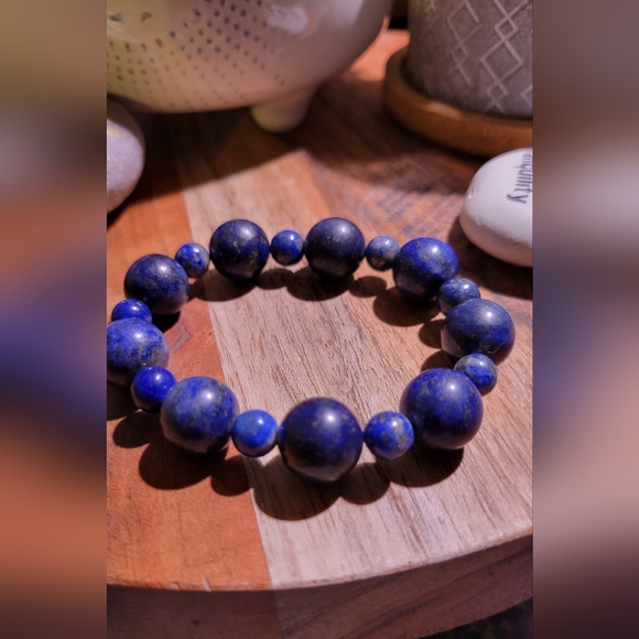 Gemstone Lapiz stretch bracelet - Picture 2 of 9